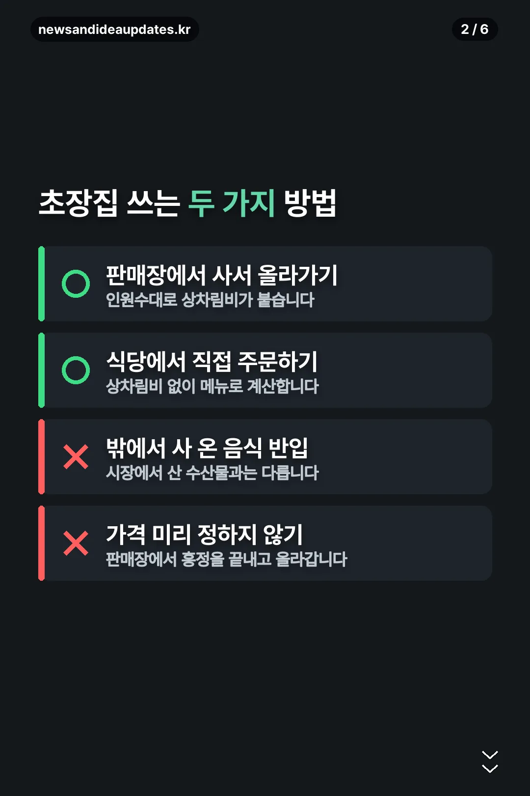 초장집 쓰는 두 가지 방법