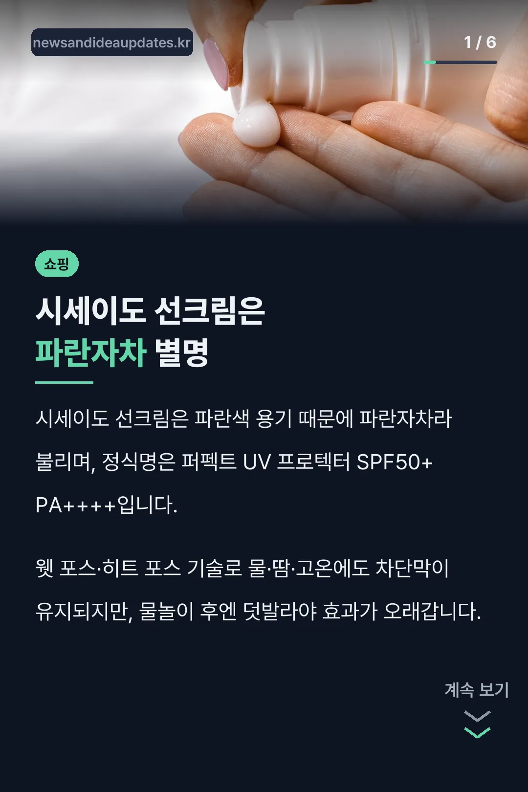 시세이도 선크림은 파란자차 별명