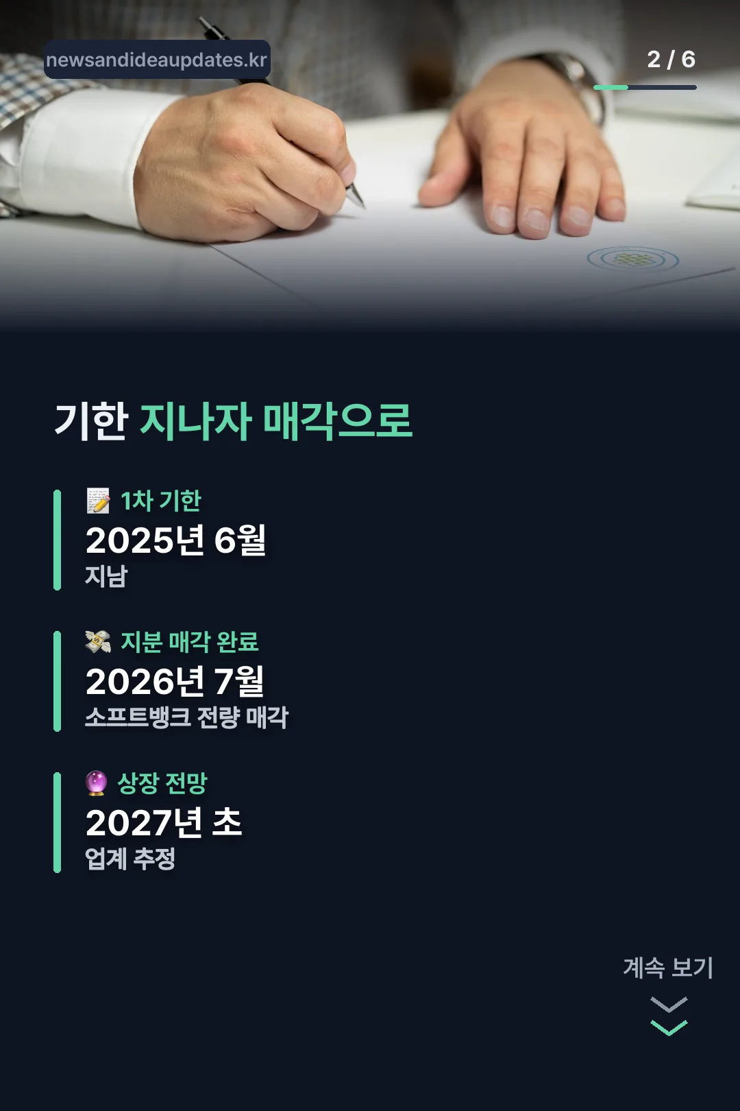 지분 매각으로 바뀐 기한 기록